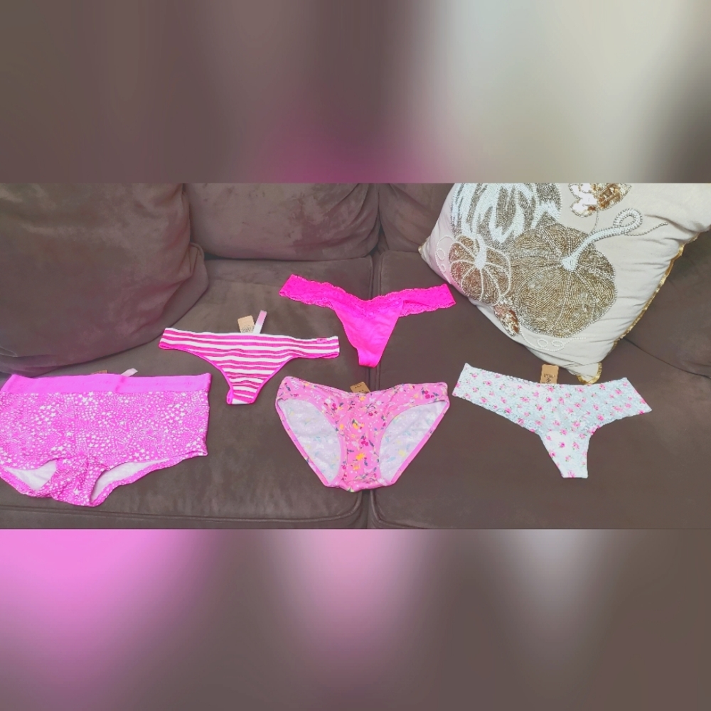 Pink brand panties lot of 5